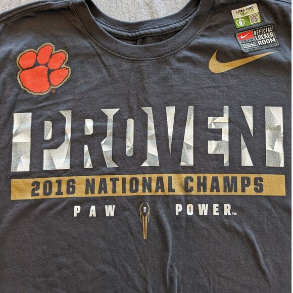 Nike Shirt Mens Large Tee Clemson 2016 Football National Champs Paw Power - Picture 8 of 8